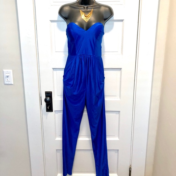 satin blue jumpsuit